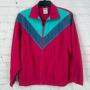 Vintage Koret City Blues Colorblock Windbreaker Jacket Medium hot pink blue